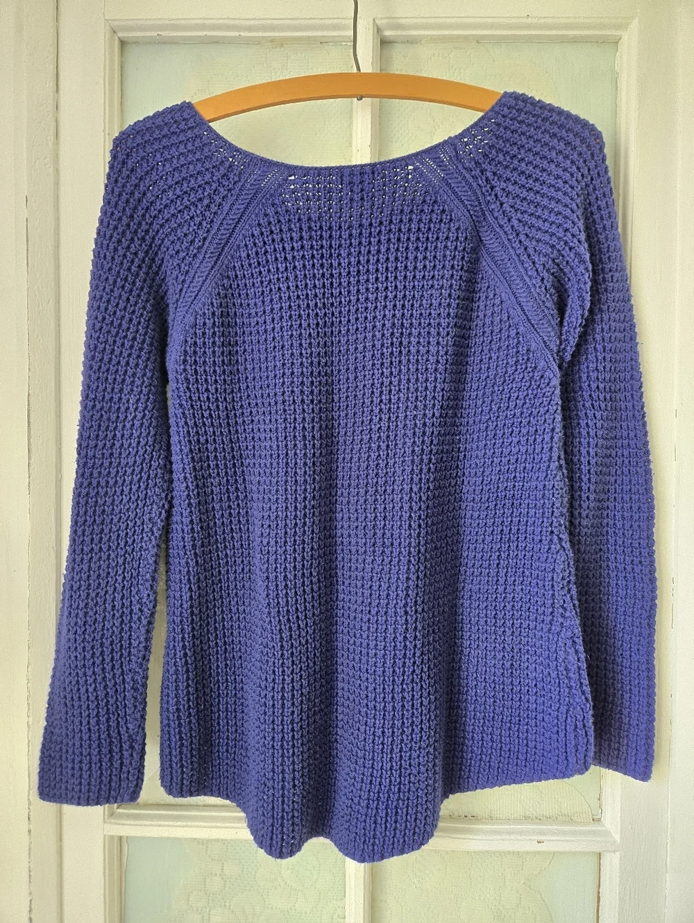 Guess Blue Cable Knit Zip Shoulder Sweater Small - Picture 3 of 4
